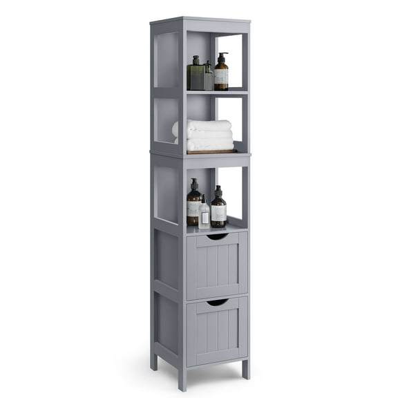 Floor Cabinet,  Corner Storage Unit, 2 Drawers, Multifunctional Organizer,Dove Grey