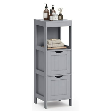 Bathroom Floor Cabinet,Bathroom Storage Organizer Rack Stand,Multifunctional Corner Unit,2 Drawers,Gray