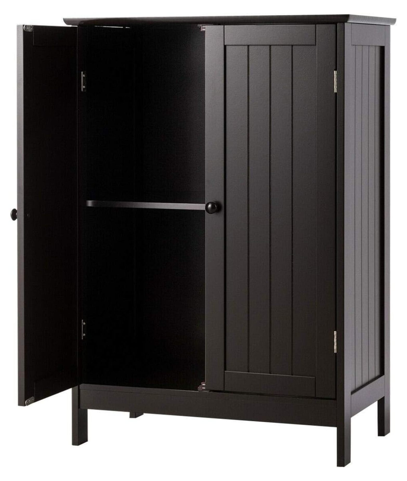 Bathroom Floor Cabinet with Doors, Wooden Storage Organizer for Bathroom, Living Room, Entryway - 23.5 x 14 x 34 Inch, Brown - Adjustable Shelf, Water-Proof Lacquered Finish