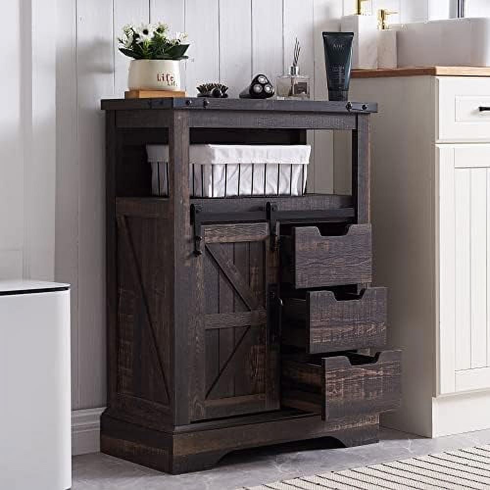 OKD Bathroom Floor Cabinet, Farmhouse Storage Cabinet with Sliding Barn  Door & Storage Drawers, Small Storage Cabinet for Bathroom, Kitchen, Living  Room, Rustic Oak with Antique White - Yahoo Shopping
