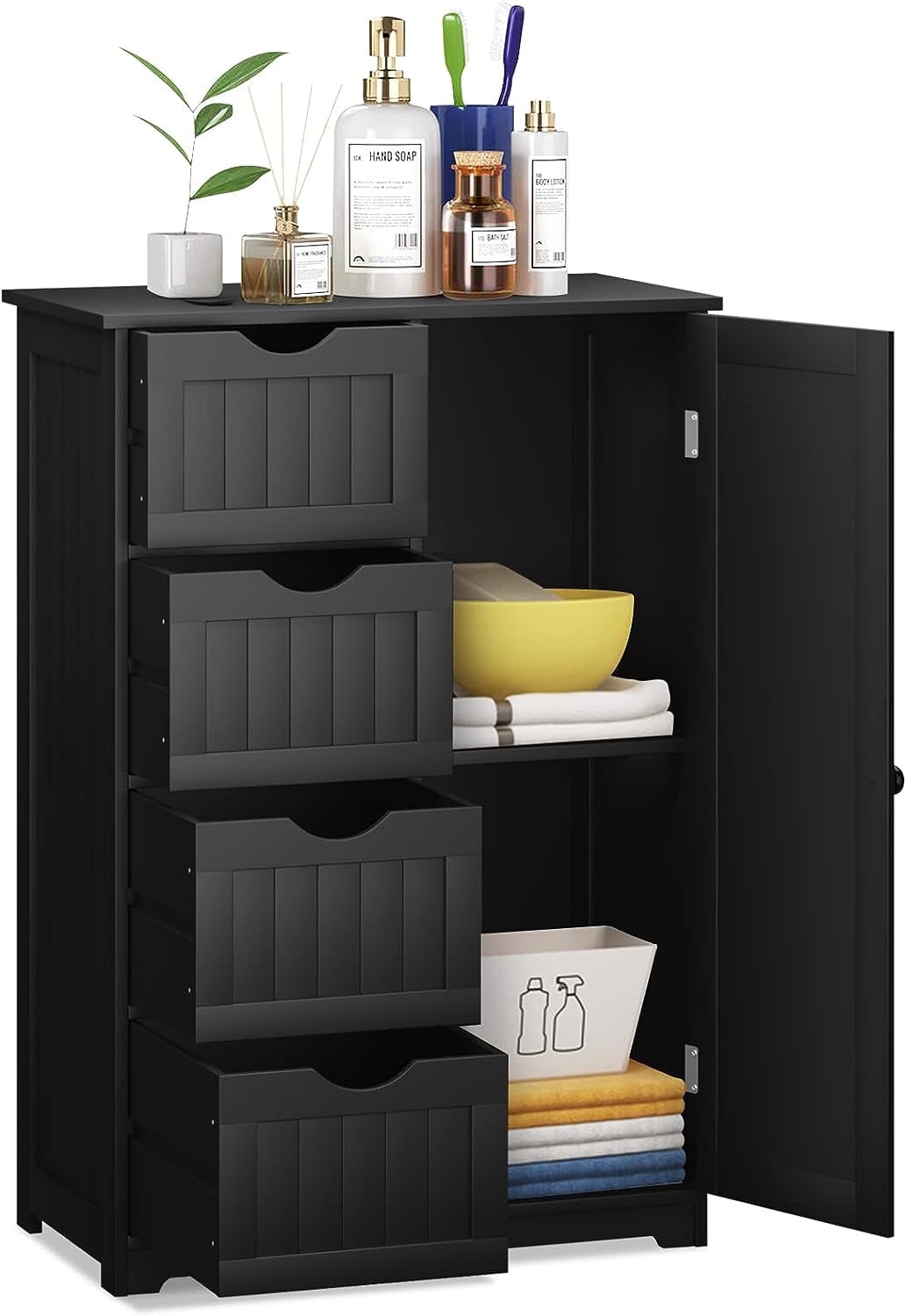 Bathroom Floor Free Standing Storage With 4 Drawers