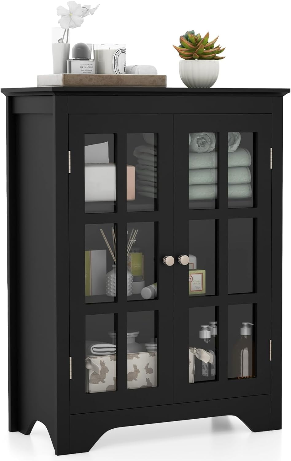 Bathroom Floor Cabinet, Freestanding Display Storage Cabinet with 2 ...