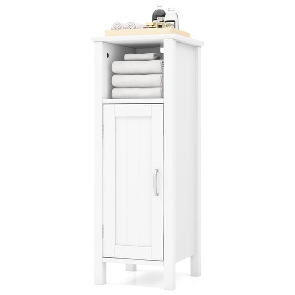 Bathroom Floor Cabinet, Freestanding Narrow Storage Cabinet Console Table Nightstand with Adjustable Inner Shelves, Bathroom Side Storage Cabinet for Living Room Kitchen Entryway (White)
