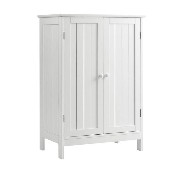 Bathroom Floor Cabinet, Freestanding Storage Cabinet with Double Doors and Shelf, Durable Wooden Home Organizer for Living Room, Bathroom Storage Cabinet (White, 14"D x 23.5"W x 34.5"H)
