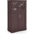 Bathroom Floor Kitchen Pantry Cupboard with 2 Glass Doors & 3