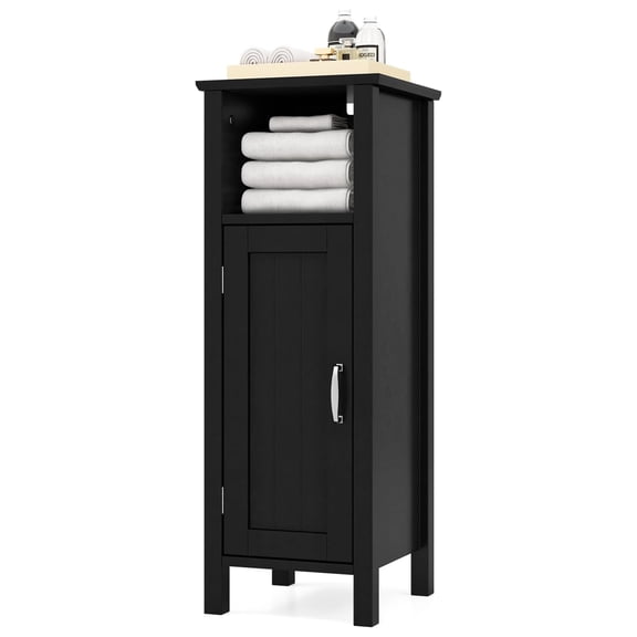 Bathroom Floor Cabinet, Narrow Organizer Console Table Nightstand w/Adjustable Inner Shelves, Freestanding Storage Cabinet for Living Room Kitchen Entryway (Black)