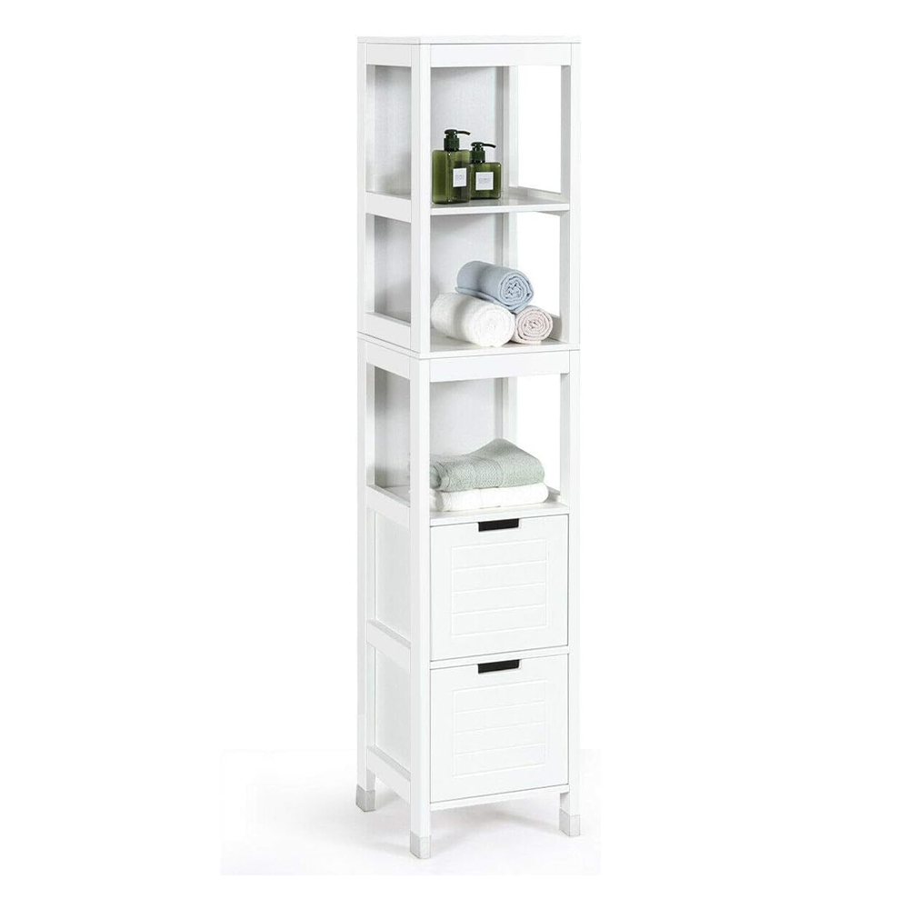 Bathroom Floor Narrow Tall with 3 Tier Shelves and 2