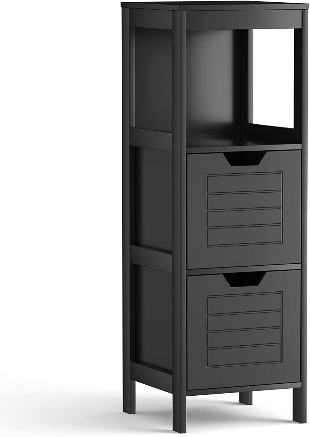 Bathroom Floor Cabinet, Narrow Wood Storage Cabinet w/2 Switchable ...