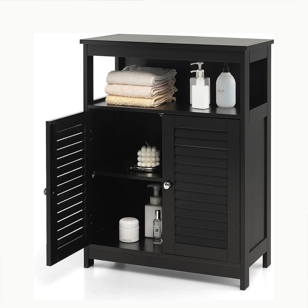 Bathroom Floor Standing with Louver Doors, Storage