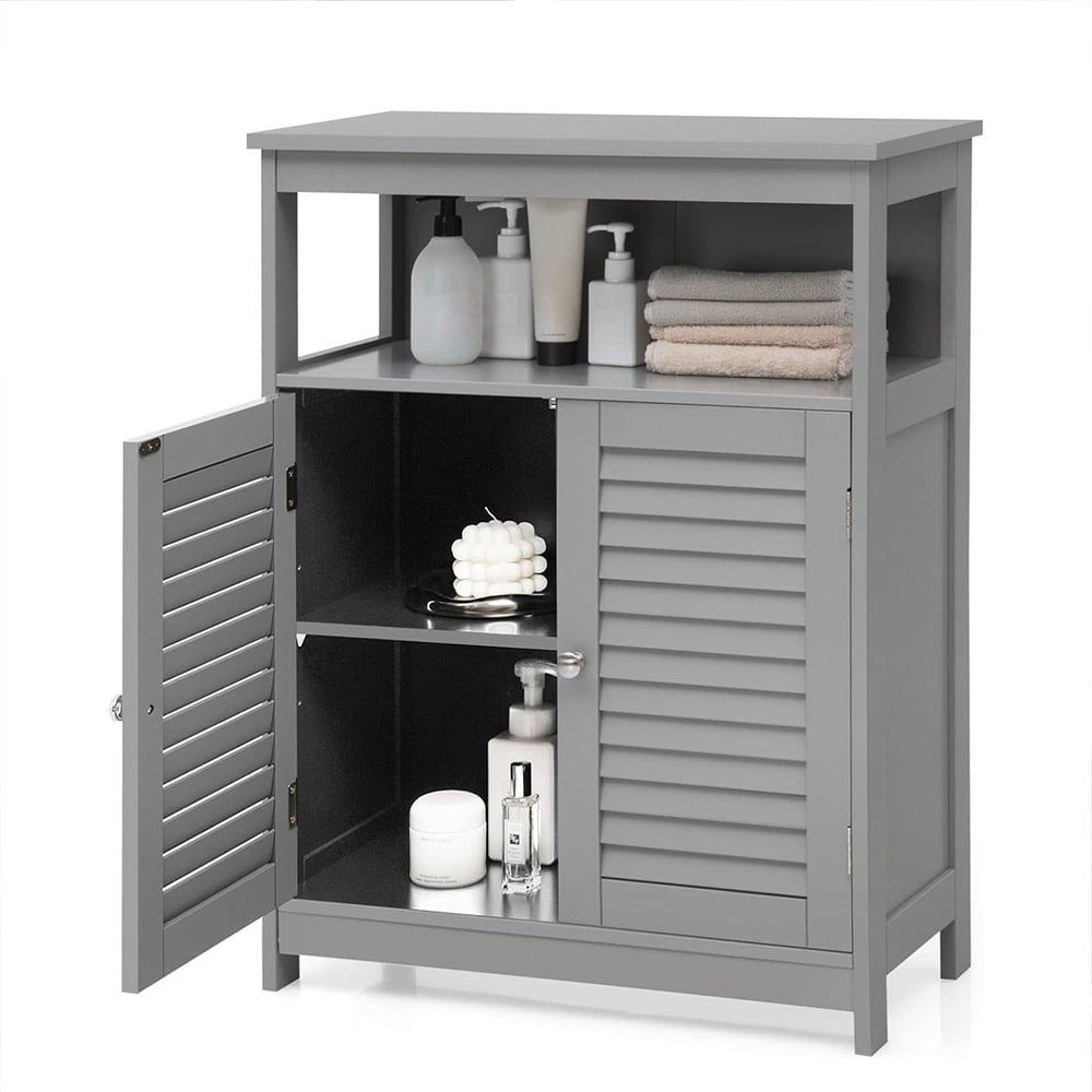 Bathroom Floor Standing with Louver Doors, Storage