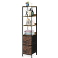 thumbnail image 1 of Bathroom Floor Cabinet Tall Slim Bathroom Storage Cabinet with 2 Fabric Drawers, Narrow Freestanding Bathroom Towel Organizer Stand for Living Room Kitchen, 11.8" D x 11.8" W x 55.8" H, Brown, 1 of 7