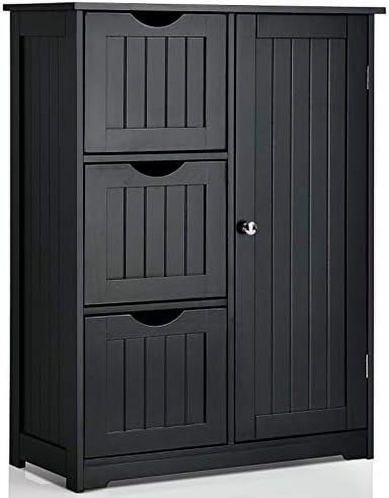 Bathroom Floor Cabinet Wooden Cabinet with 1 Door & 3 Drawer Free ...
