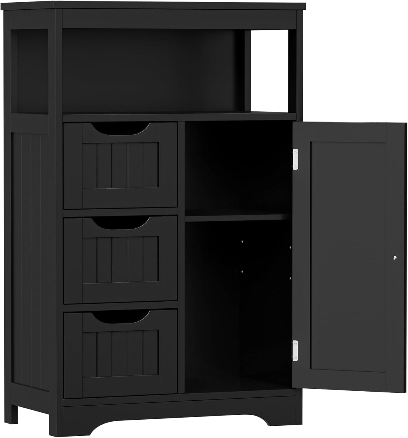 Bathroom Floor Cabinet Wooden Storage Organizer with Adjustable Shelf and 3 Drawers Free ...