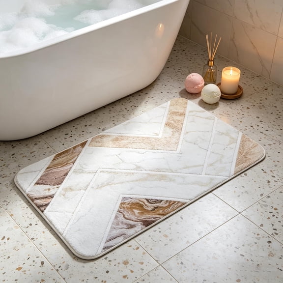Bathroom Floor Mat, 15.7x23.6in Russian Style Diatom Mud Bath Mat, Quick Dry Super Absorbent Rug, Non-Slip Pad for Shower, Bathroom & Home Flooring Use