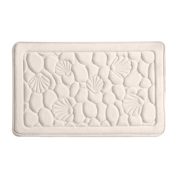 Bathroom Floor Mat, Absorbent Bath Rug, Non Slip Washable Soft Microfiber Mat for Tub and Sink Area, Thick Comfortable Quick Drying Khaki Gray Navy White 40x60cm