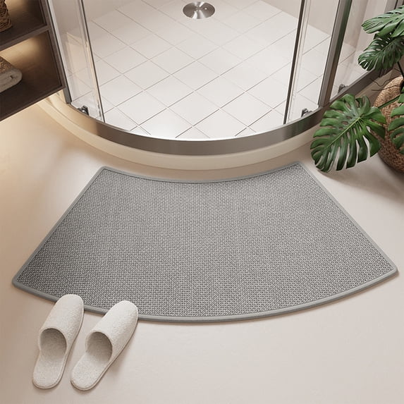 Bathroom Floor Mat Rug - Linen Non Slip, Super Absorbent, Soft Washable Carpet for Bathroom, Bedroom, Entrance Doorway - 29.5 x 15.7 in, Brown/Gray/Red/Beige
