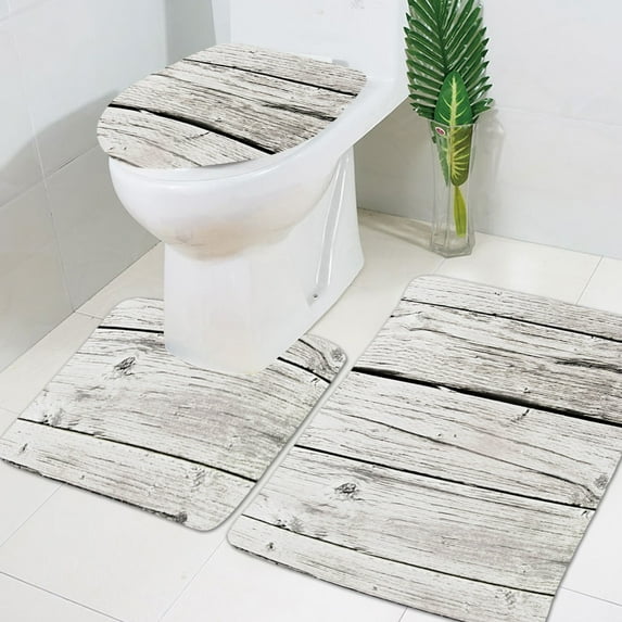Bathroom Floor Mat Set | Super Absorbent Non-Slip 3 Piece Bath Rug Set | U-Shaped Mat Toilet Seat Cover | Soft Durable Polyester | Fast Drying | Modern Multicolor | 14.76x17.71in 13.77x17.71in