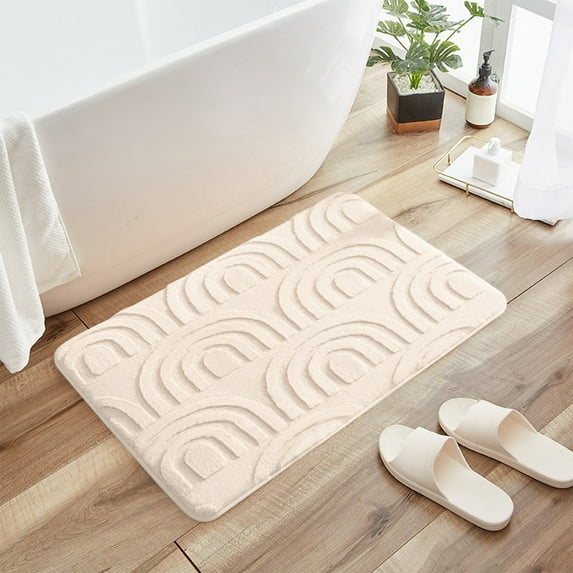 Bathroom Floor Mat, Soft Comfortable Fast Absorbent Non-Slip Pad, Thick Microfiber Door Kitchen Household Rug, Warm Cozy, Easy to Clean Washable Floor Mat