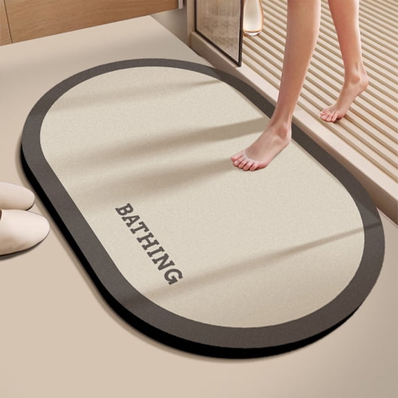 Bathroom Floor Mat, Super Absorbent Non Slip Rug, Quick Dry Shower Mat for Sink Toilet Doorway, Beige, by Zovey
