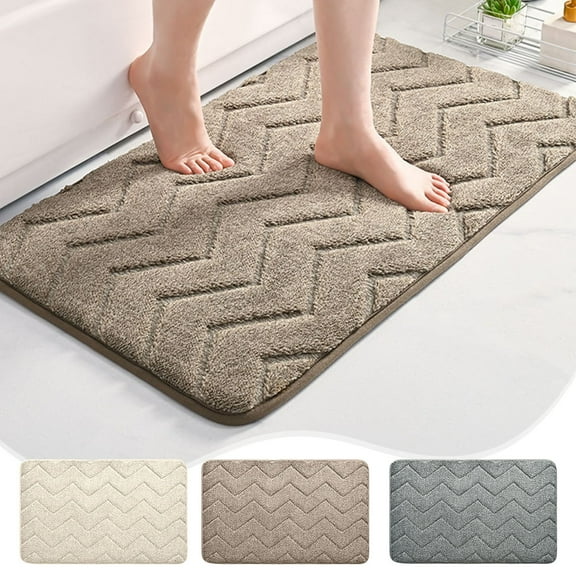 Bathroom Floor Mat | Thick Absorbent Non-Slip Bath Rug | Soft Golden Turtle Velvet Microfiber Shag | Quick Dry | Machine Washable | 15.7 x 23.6 in | Beige, Brown, Gray | 1 Pack