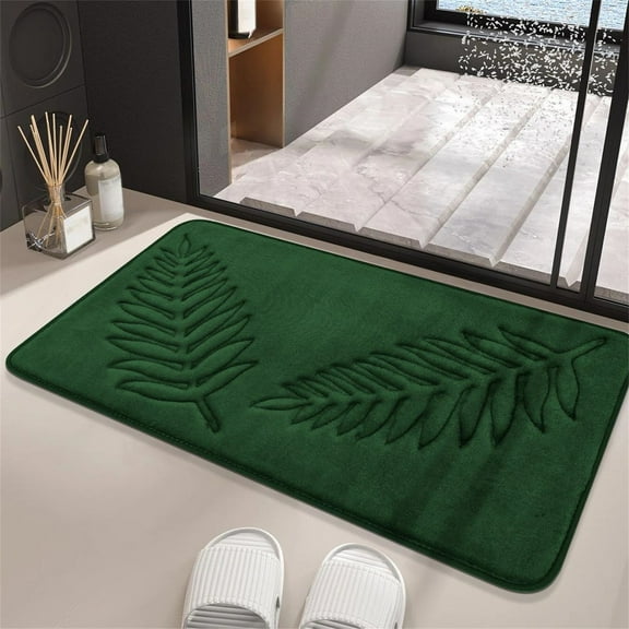 Bathroom Floor Mat, Water Absorbent Non Slip Carpet, 20x30 Polyester Fiber, Quick Dry & Machine Washable for Kitchen, Living Room, Bedroom Entrance , UKHBMC | Polyester, Black