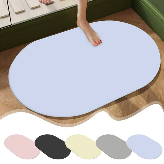 Bathroom Floor Mat Water Absorbent Non Slip Quick Drying Diatomite Stone Surface for Shower Doorway and Sink Area
