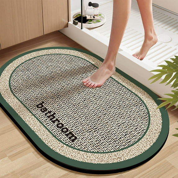 Bathroom Floor Mats Water Absorbent Non Slip Drying Mats for Sink Toilet Doorway Quick Dry Absorbent Foot Mat for Bathroom Safety, UKHBMC | Green