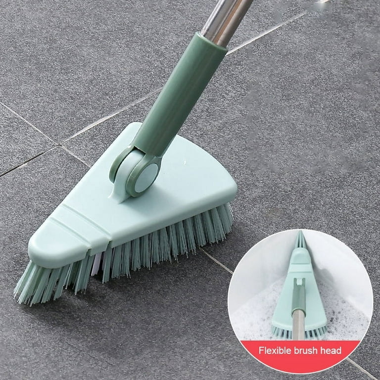 Bathroom Floor Scrub Brush Triangular Bendable Corner Cleaning Brush 180  Rotatable Shower Tile Grout Scrubber with Stiff Bristles 
