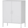 thumbnail image 1 of Bathroom Floor Storage Cabinet,40"H Metal Locker, Small White Cabinets With 2 Adjustable Shelves & 4 Doors,Freestanding Sideboard,Pantry Cabinet For Small Spaces,Hallway,Home Office, Kitchen, 1 of 10
