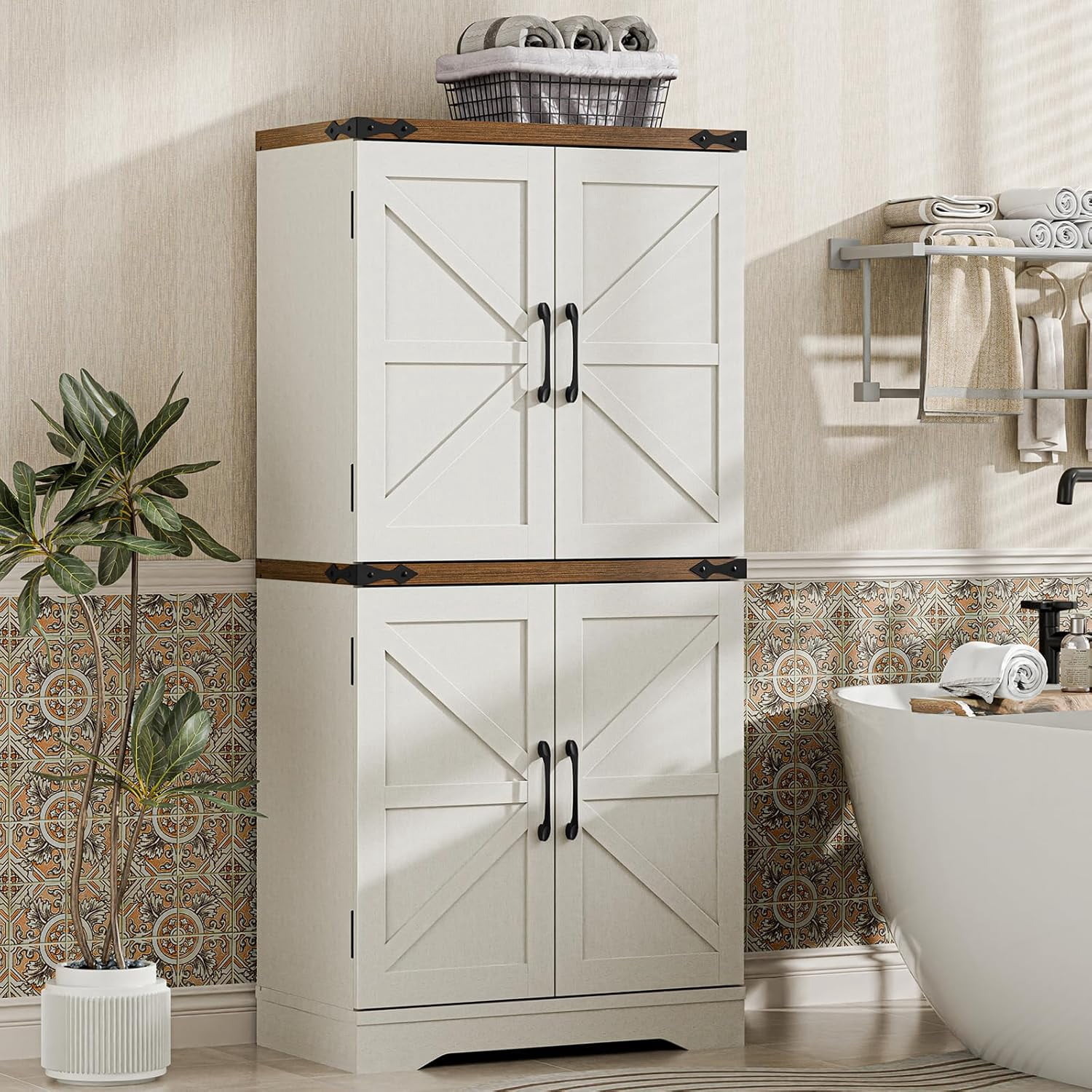 Bathroom Floor Storage Cabinet, Bathroom Cabinet with Adjustable ...