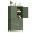 thumbnail image 1 of Floor Storage Cabinet,  Storage Unit, Freestanding  Cabinet with 2 Drawers and 2 Doors, Adjustable Shelf, 11.8 x 23.6 x 43.3 Inches, Forest Green, 1 of 8