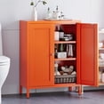 thumbnail image 1 of Elegant Bathroom Floor Storage Cabinet,Sideboard Cabinet with Adjustable Shelves,Freestanding Organizer Rust-Proof Locker,Living Room,Hallway,Orange, 1 of 8
