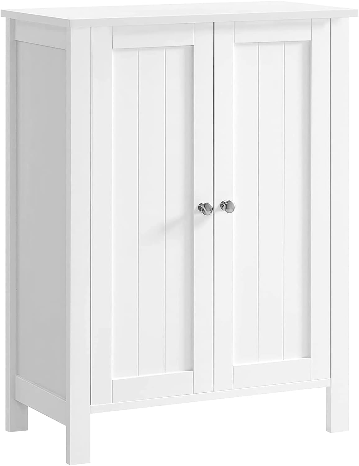 White Wooden Living Room Cabinet with Adjustable Shelving