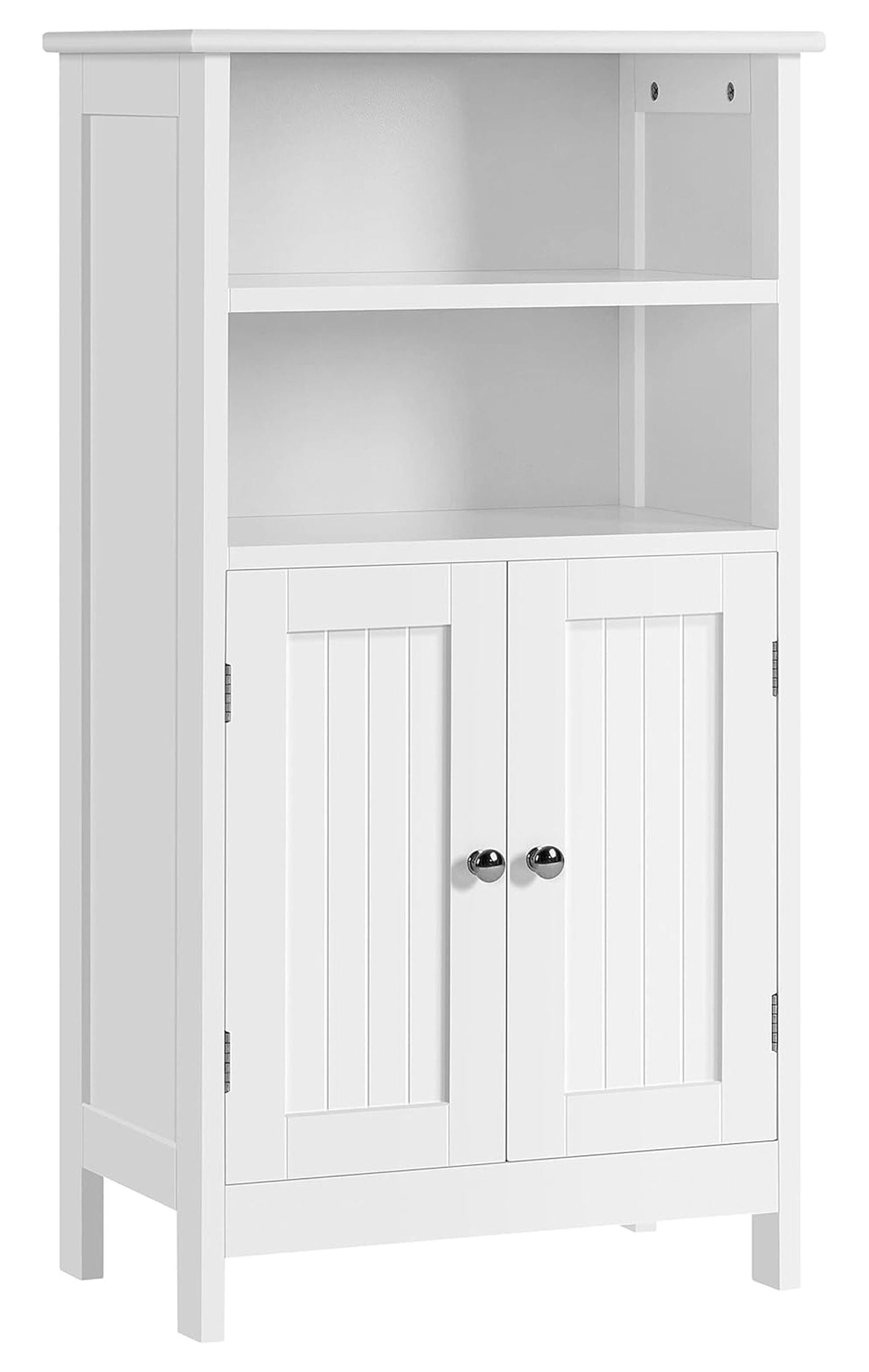 Bathroom Floor Storage Cabinet with 2 Doors and Adjustable Shelf, Side Storage Organizer for Living Room/Hallway, White