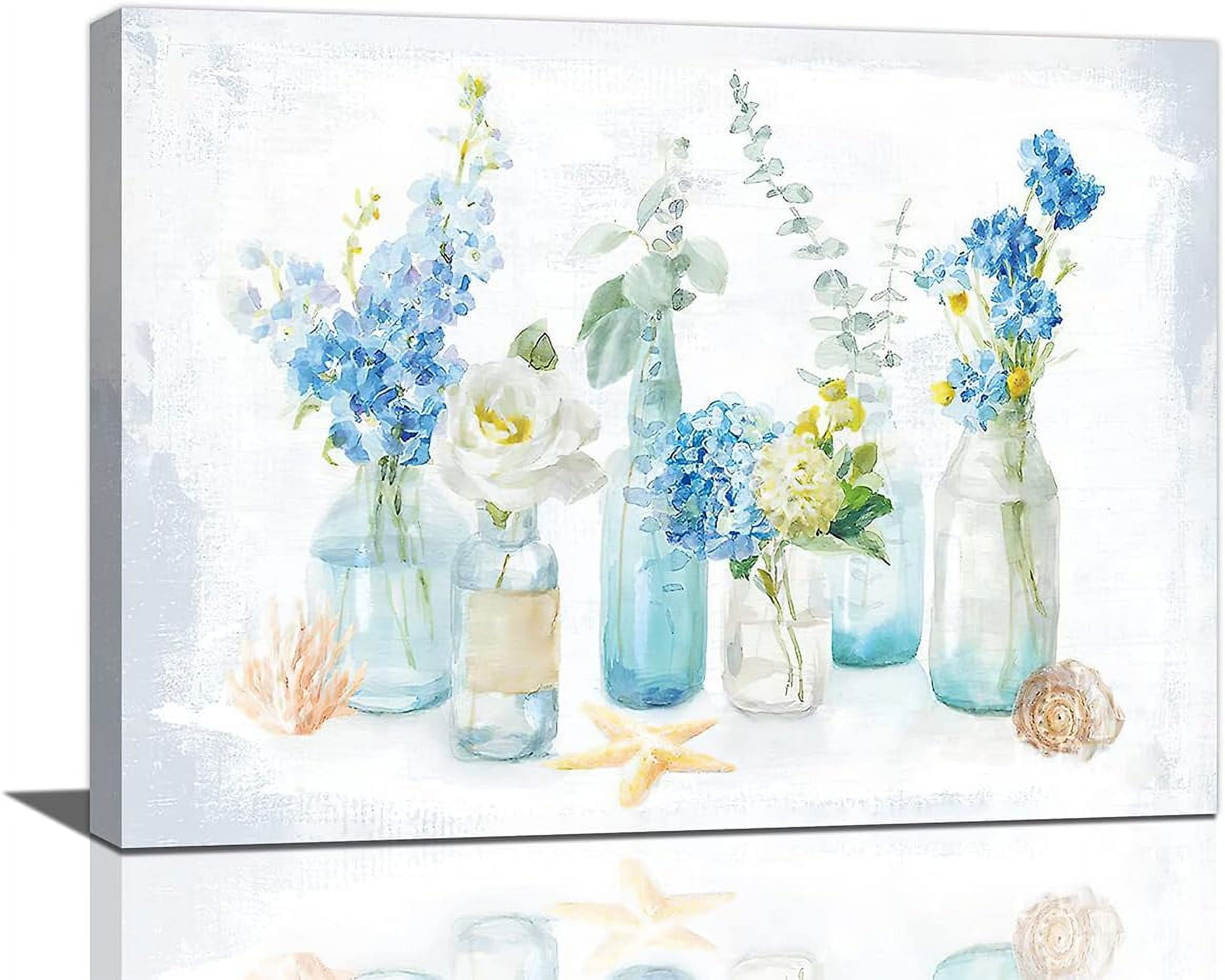 Bathroom Floral Wall Art Flower Seashell Bathroom Wall Decor Farmhouse