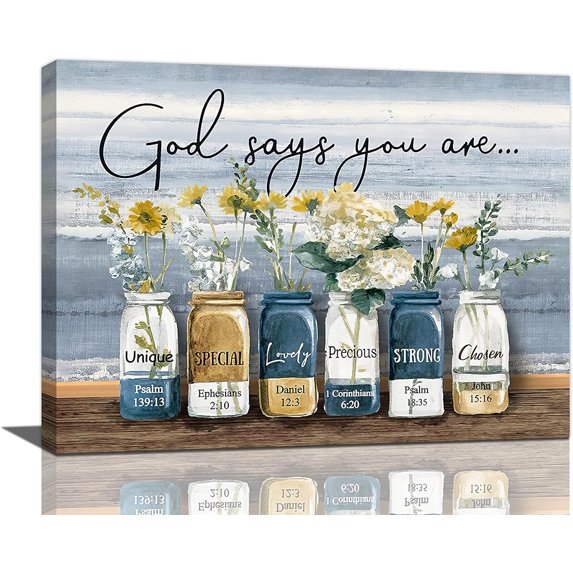 Bathroom Flower Decor Wall Art Country Bathroom Print Painting Floral Canvas Pictures Modern Home Artwork Decor for Living Room Framed Ready to Hang 12"x16"