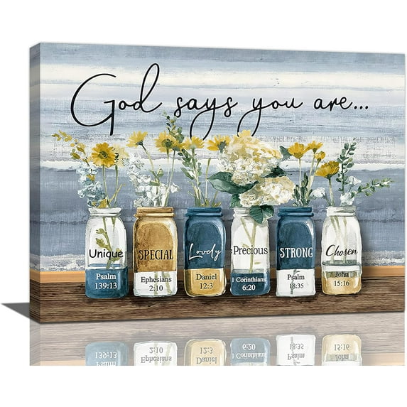 Bathroom Flower Decor Wall Art Country Bathroom Print Painting Floral Canvas Pictures Modern Home Artwork Decor for Living Room Framed Ready to Hang 12"x16"