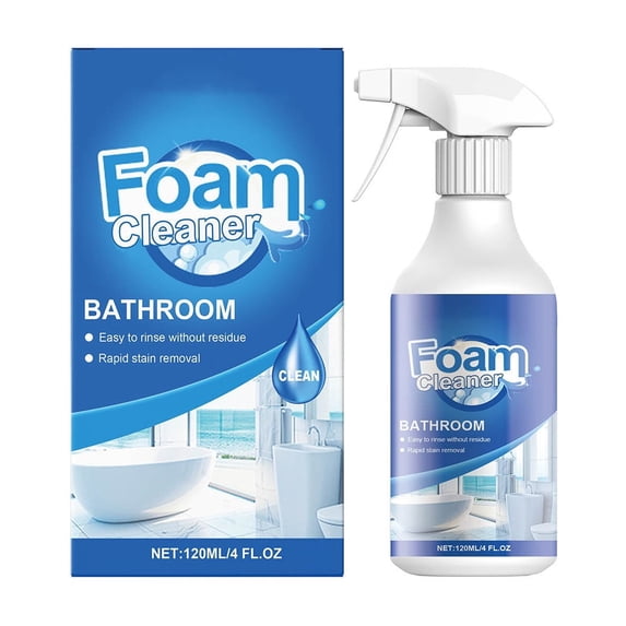 Bathroom Foam Cleaner 4.06 fl oz (120ml), Limescale & Water Stain Remover, Multi-Surface Deep Cleaning Spray for Tile, Bathtub, Shower & Sink
