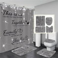 thumbnail image 1 of Bathroom Four-Piece Set Family Shower Curtain Set Black Home Bathroom Set With Shower Curtain And Rugs And Accessories Bathroom Decor Curtain With 12 Hooks Clear C, 1 of 5