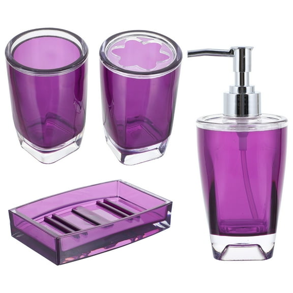FUEENIRVA Bathroom Accessories Set Complete Purple 1 Set 4Pcs 17X7In