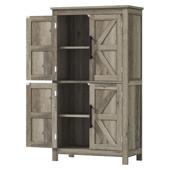 Bathroom Freestanding Cabinet, Farmhouse Bath Cabinet with Doors, 23.6x11.8x43.3, Light Gray, Storage Organizer