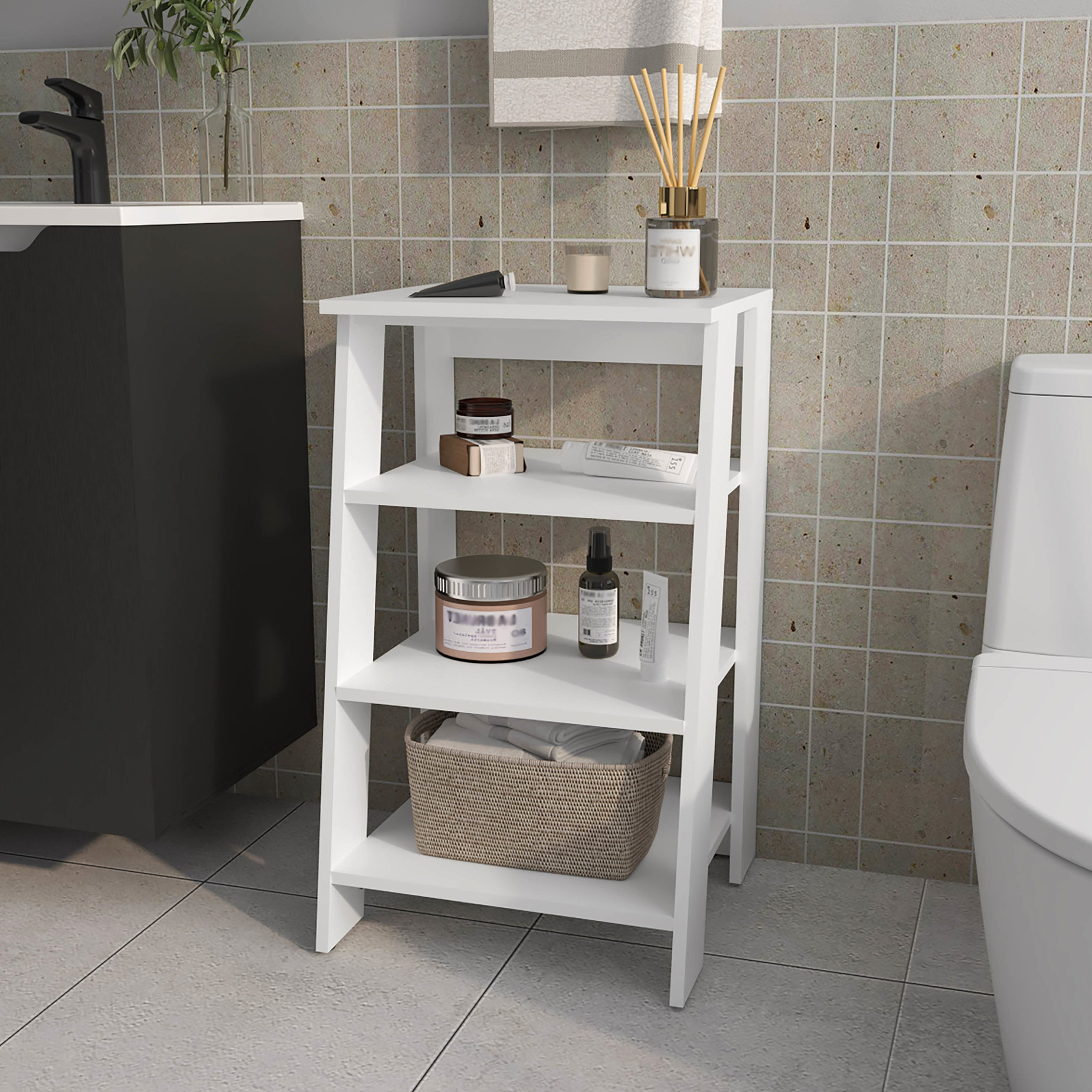 Bathroom Freestanding Storage Option | 4 Levels of Shelving for Items ...
