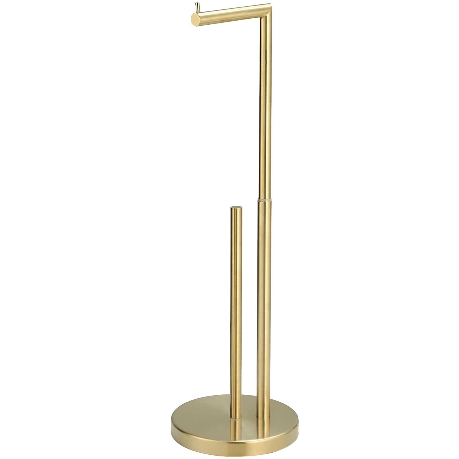 Brushed Gold Freestanding Toilet Paper Holder with Reserve