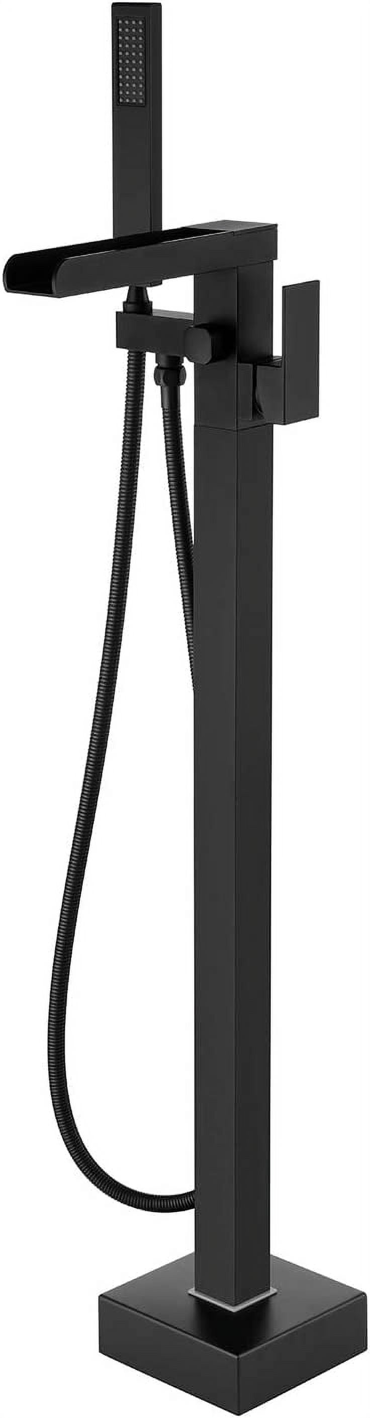 Matte Black Freestanding Waterfall Tub Faucet with Hand Shower