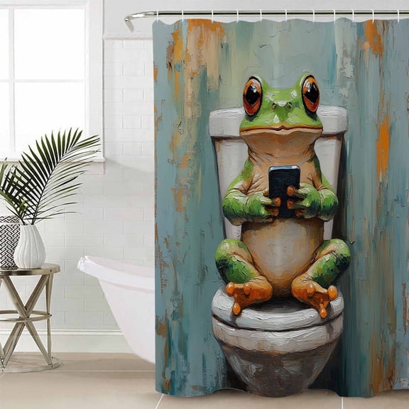 Bathroom Frog Bathroom Curtain 78 Inch Shower Curtain with Hooks, Toilet Animals Vintage Waterproof Polyester Bath Curtain Washable Bathtub Curtain 36''x 78''