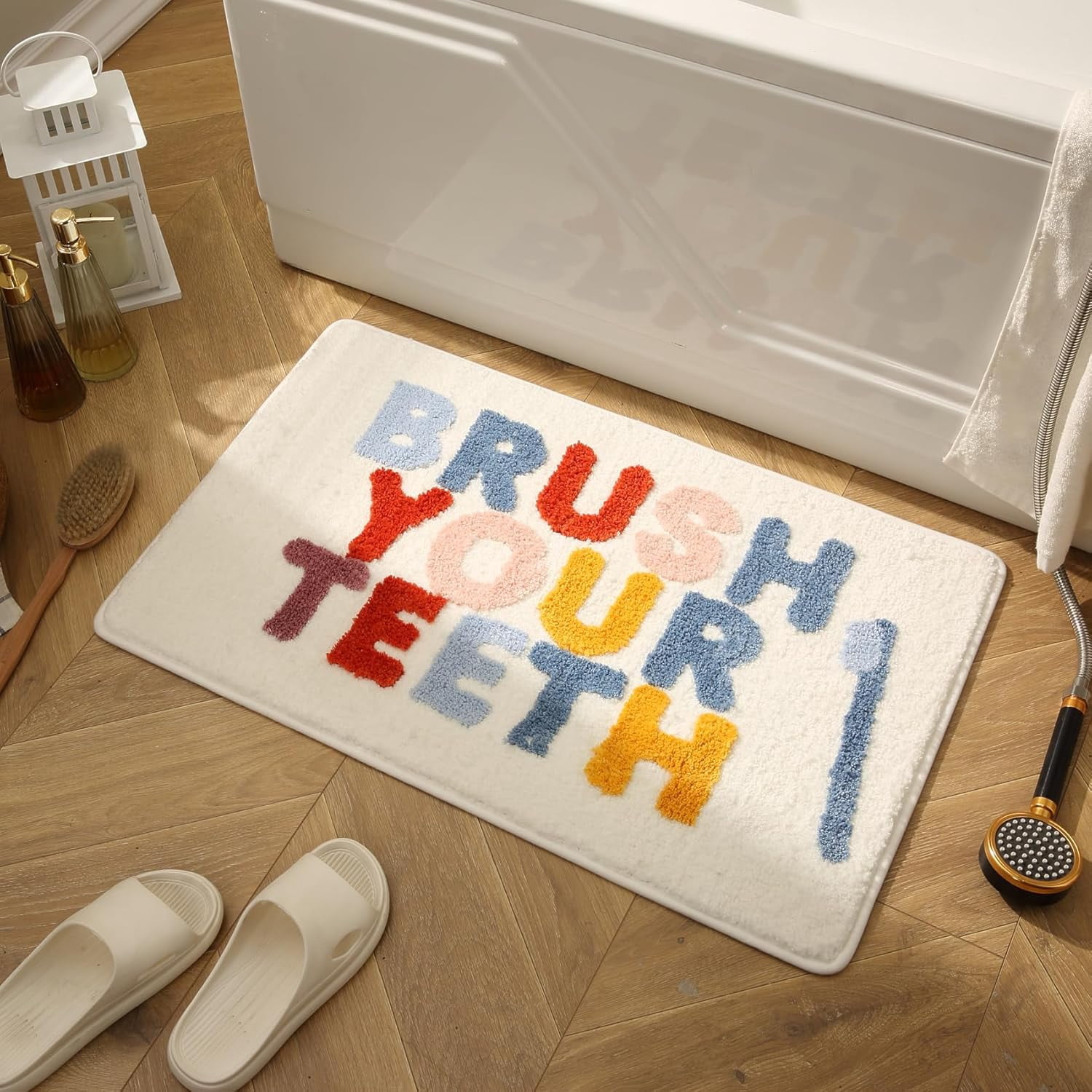 Bathroom Funny Rugs Cute Bath Rugs Non-Slip Modern Microfiber Mats ...