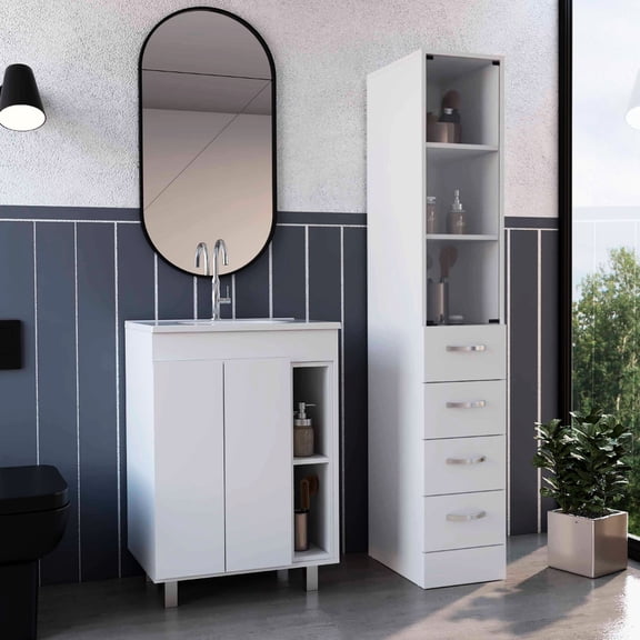 Bathroom Furniture Set | Easy Assembly for Bathroom Decor | High - Quality Particle Board Material | Solves DIY Assembly Difficulties