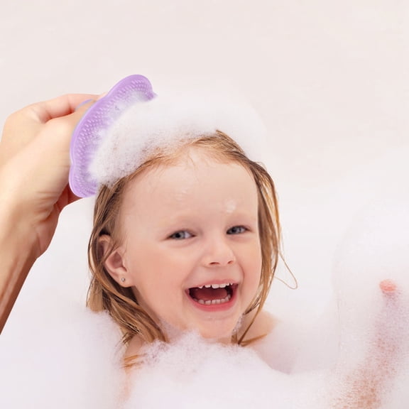 Bathroom for Gentle Care – Cradle Cap Brush Baby Hair Comb Face Scrubbers Silicone Bath Exfoliator for Dry to Adults Makeup Remover, 2.56 inch, Purple