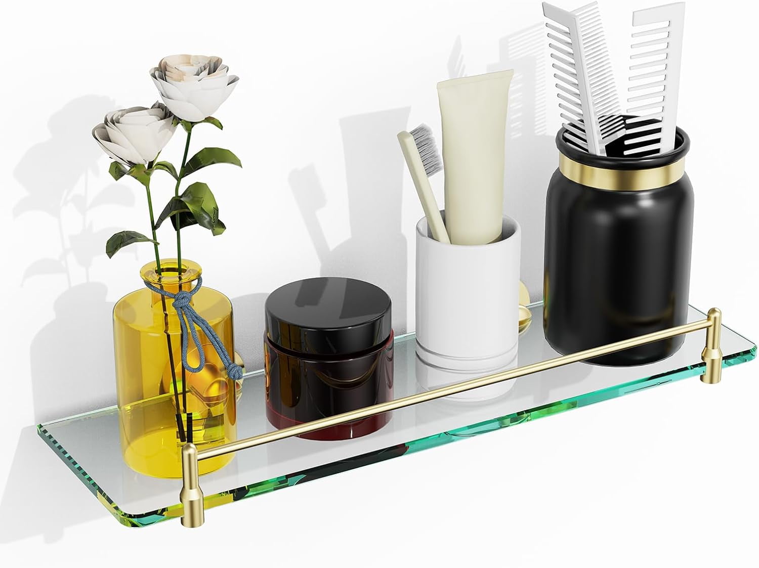 Allied Brass Triple Glass Shelf – 16 Inch Brushed Bronze, Bathroom Or Wall Mounted Shelving, 3-Tier Display - View #10