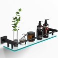 thumbnail image 1 of Bathroom Glass Shelf 20IN Rectangular Stainless Steel Tempered Glass Shelves Modern Stainless Steel Wall Mount Bathroom Shelf (Matte Black, 20‘’), 1 of 8